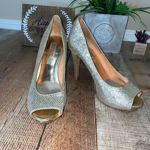 Badgley Mischka Metallic Crackled ‘Lust’ Heels 9M - Picture 10 of 15